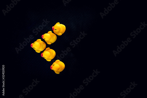 Rubber ducks representing social issues