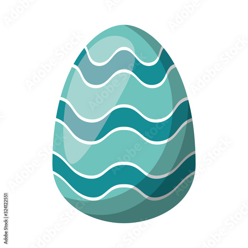 easter egg painted with waves stripes flat style