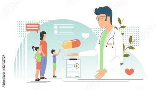 Pediatrician vector concept for web banner, website page