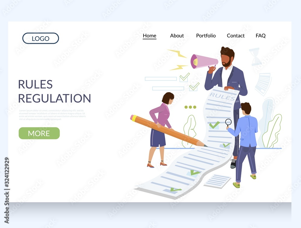 Rules regulation vector website landing page design template
