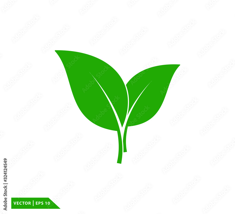 Fototapeta Leaf green ecology icon vector logo template