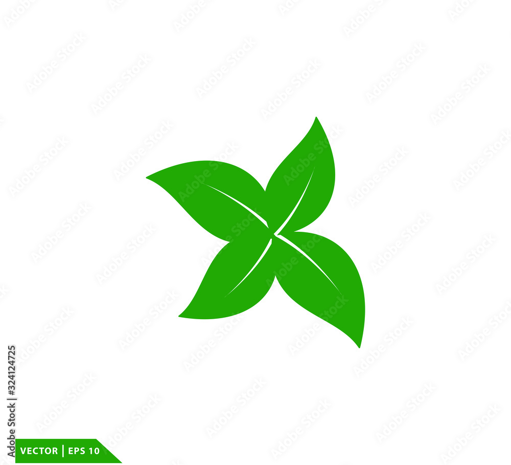 Leaf green ecology icon vector logo template