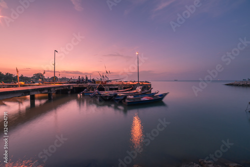 majestic sunrise over fisherman's jetty area