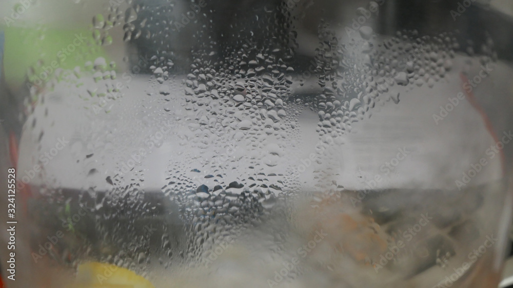 Closeup of condensation on drinks glass Closeup of condensation on drinks glass