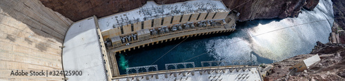 Powerhouse as seen from the top of Hoover Dam on the border of Nevada and Arizona in the United States