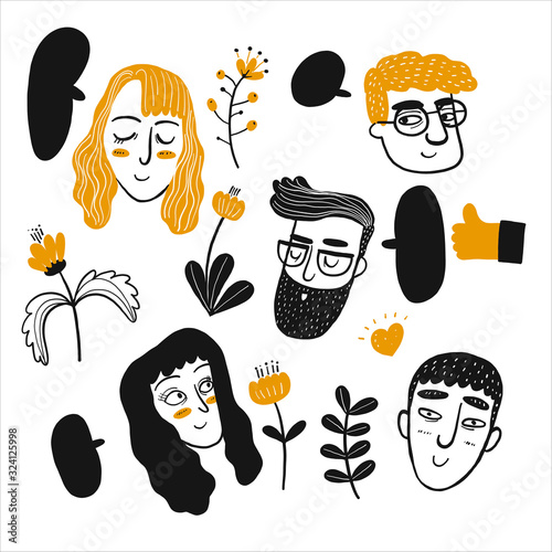 Hand drawing face of people