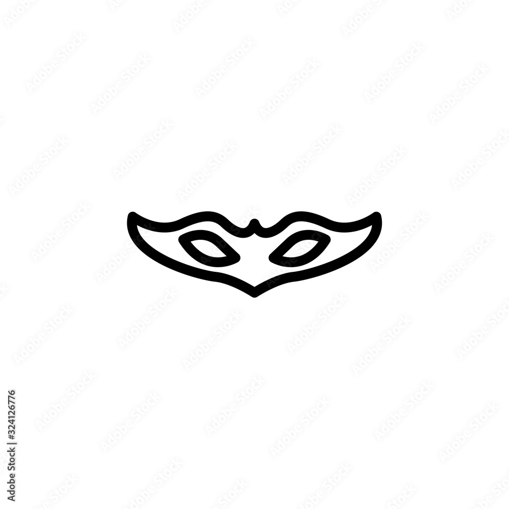 Naklejka premium Carnival mask line icon, outline vector sign, linear style pictogram isolated on white. Masquerade symbol, logo illustration. Editable stroke on white background
