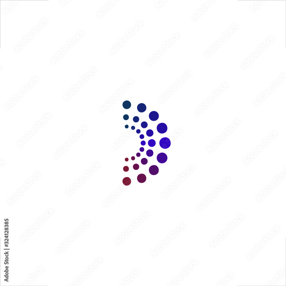 D letter logo abstract dots half circle design D letter logo abstract dots half circle design