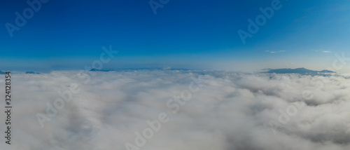 Panoramic Fog and clouds over Mountains