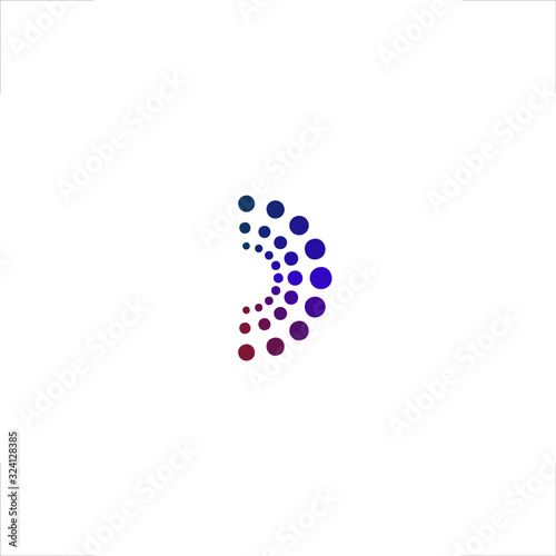D letter logo abstract dots half circle design