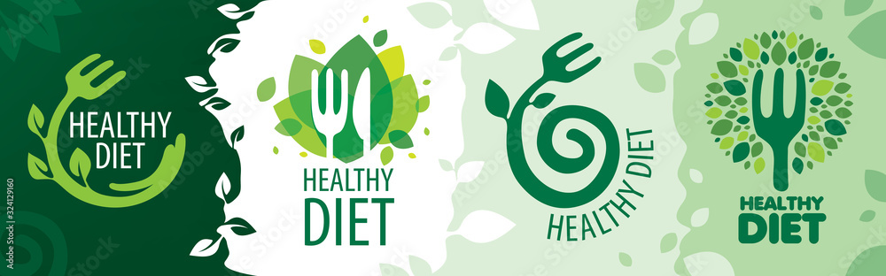Plakat Wektor zestaw ikon na temat zdrowej żywności