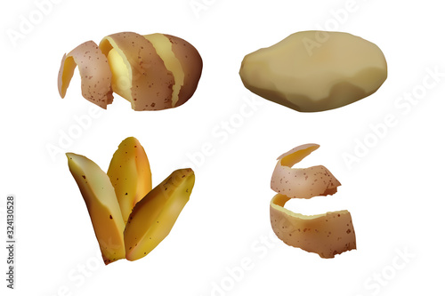 Peeled and baked Potatoes set.