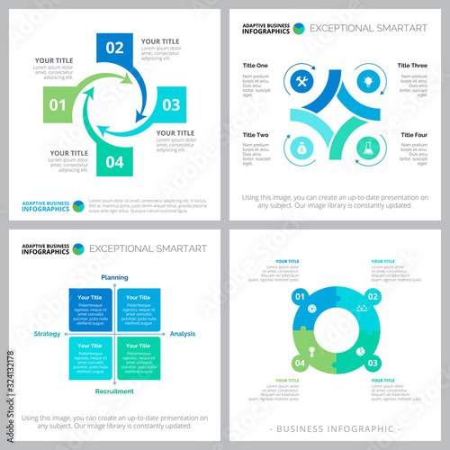 Colored diagram layout set for workflow template, annual statistics, slides, web design. Business and accounting concept with flow and cycles charts, process diagram