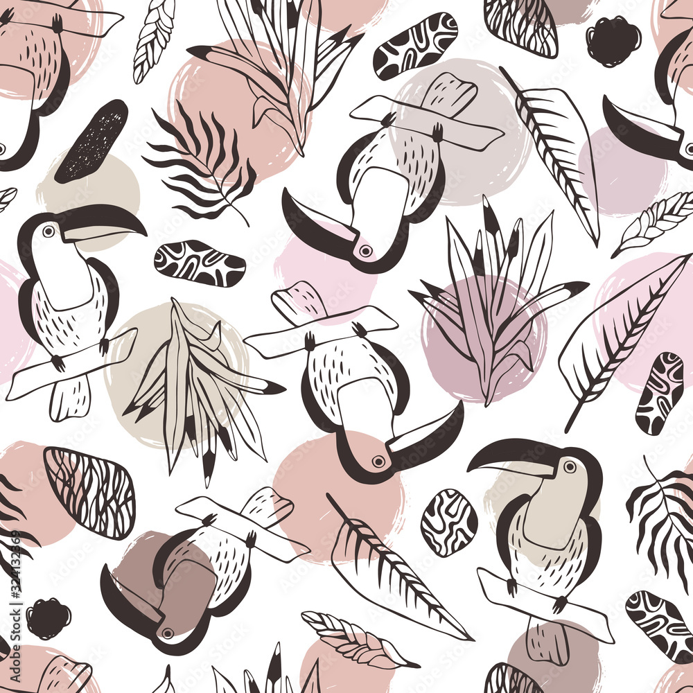 Tropical seamless pattern. Vector background. Tropical seamless pattern. Vector background.