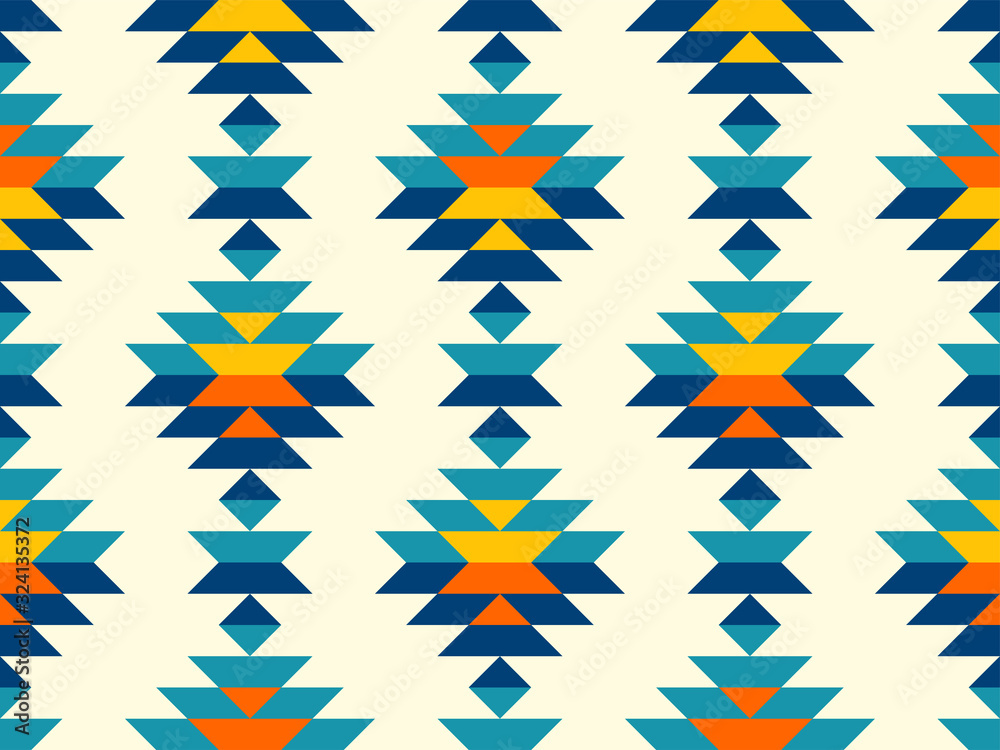 Boho aztec vertical diamonds rows colorful pattern