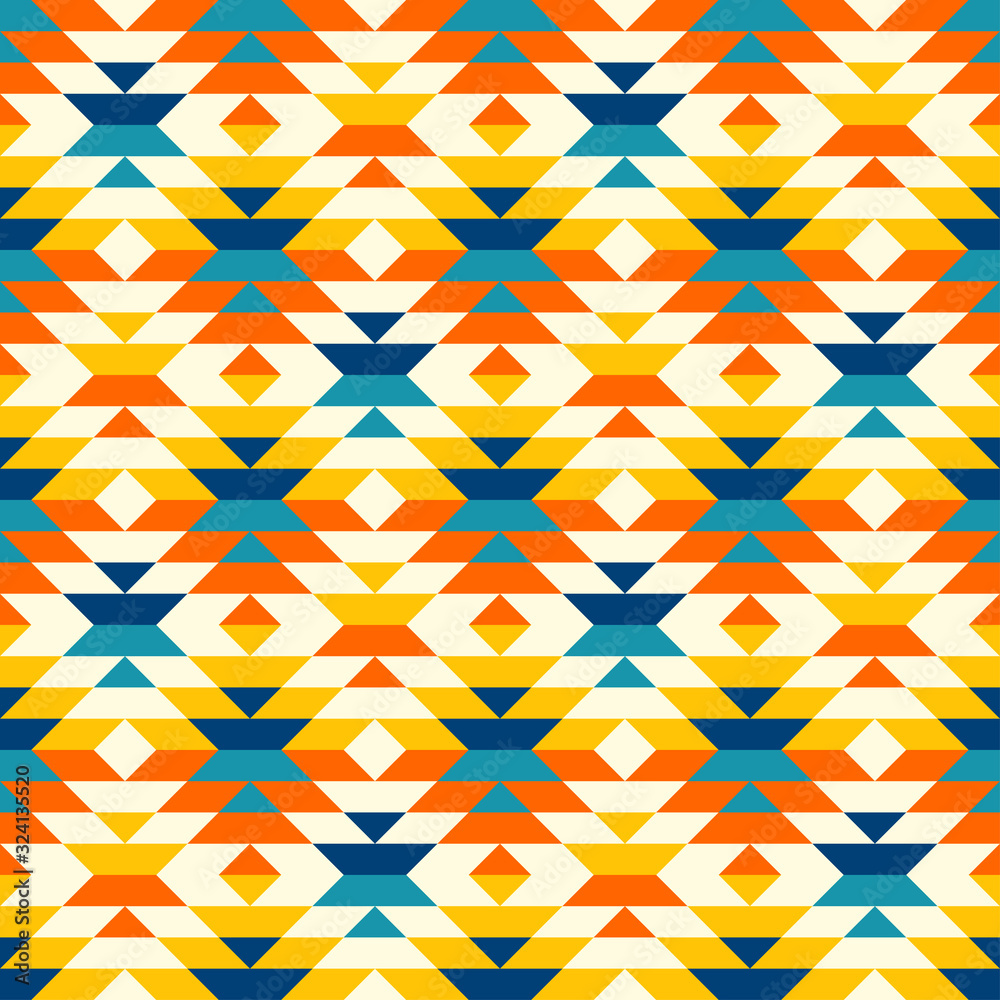 Bohemian aztec large diamonds orange pattern
