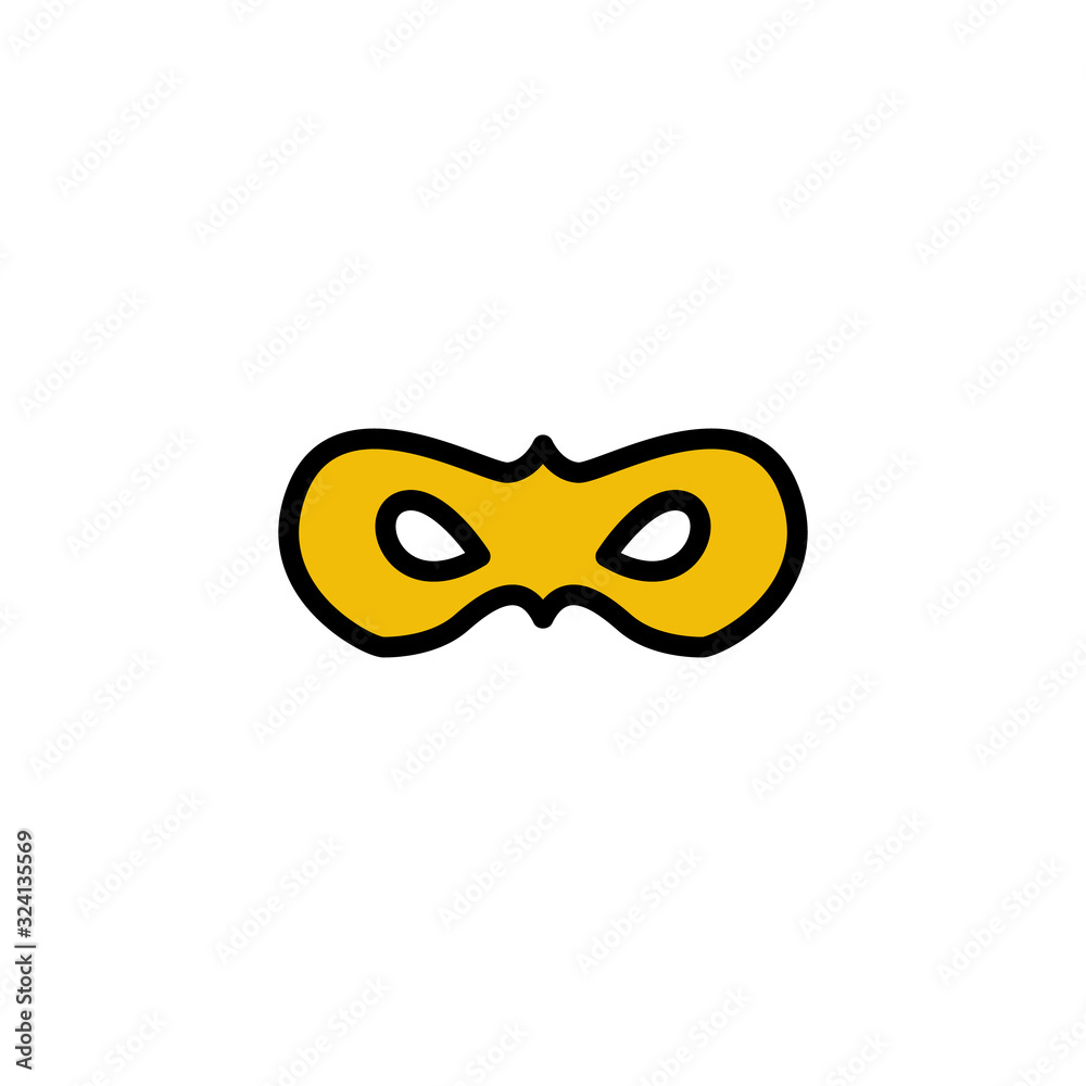 Carnival mask filled line icon, thin line vector sign, linear style pictogram isolated on white. Masquerade symbol, logo illustration. Editable stroke on white background