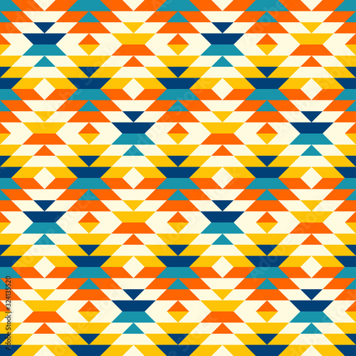 Bohemian aztec large diamonds orange pattern