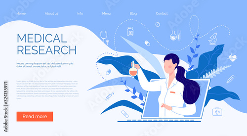 Medical research. Information Poster about Online Medical Services.