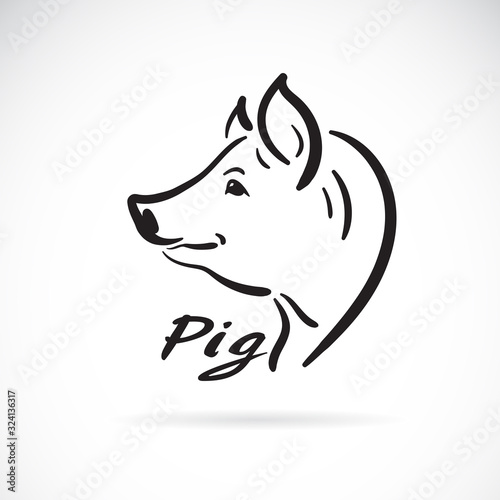 Vector of freehand pig head painting on white background. Farm animals. Pig head logo or icon. Easy editable layered vector illustration.