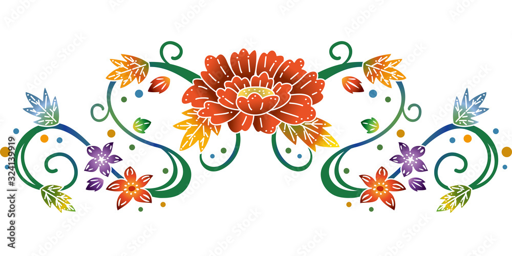 紅型イメージイラスト 牡丹 Stock ベクター Adobe Stock