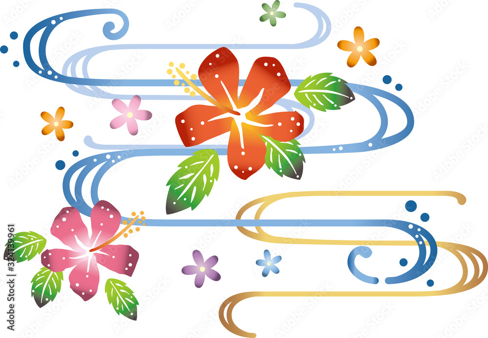 紅型イメージイラスト ハイビスカス Stock Vector Adobe Stock