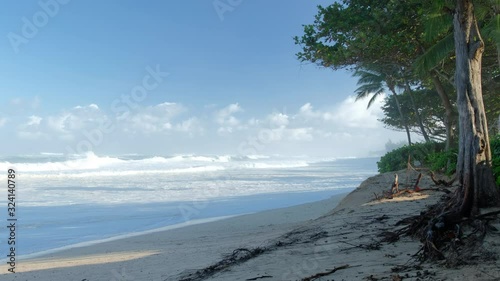 North shore of Oahu island during big swell day, area near the Banzai Pipeline surf spot