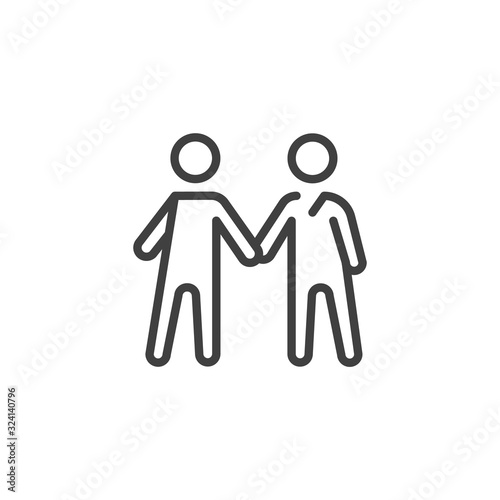 Business people handshake line icon. linear style sign for mobile concept and web design. Partnership deal outline vector icon. Symbol, logo illustration. Vector graphics