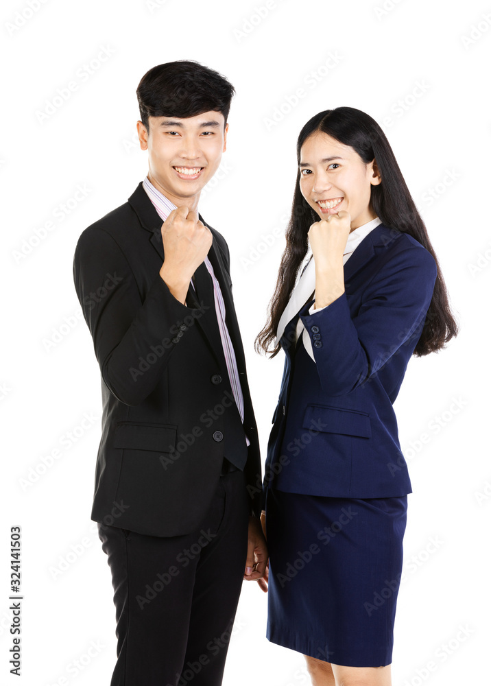 Portrait of asian Man and woman standing on white background. Portrait of asian Man and woman standing on white background.