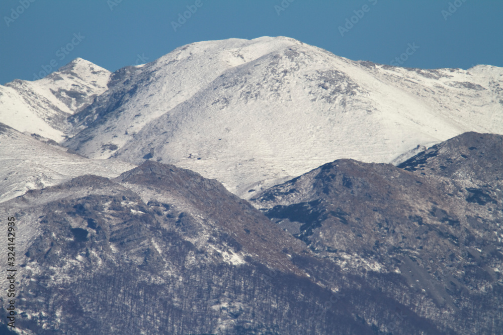 Snow on the Sveto brdo peak, Velebit mountain, Croatia