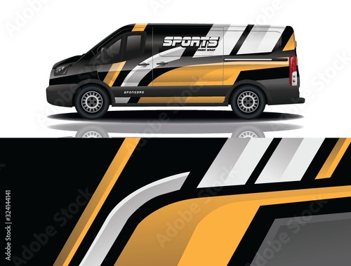van car decal wrap design vector