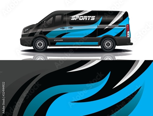 van car decal wrap design vector