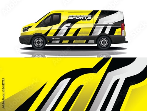 van car decal wrap design vector