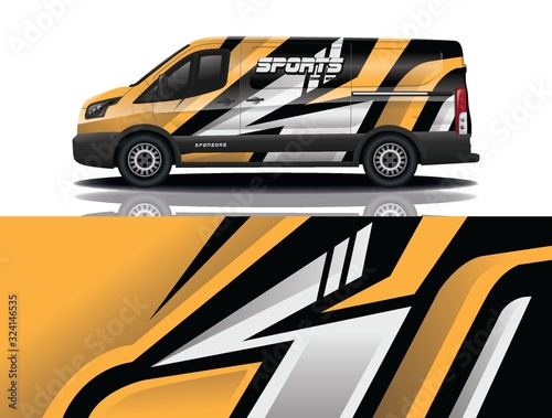 van car decal wrap design vector
