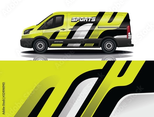 van car decal wrap design vector