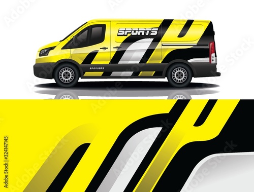 van car decal wrap design vector