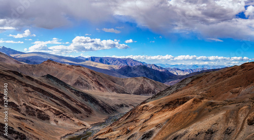 Himalayan landscape of Himalaya range. View from high altitude Tanglang la Pass. North India photo