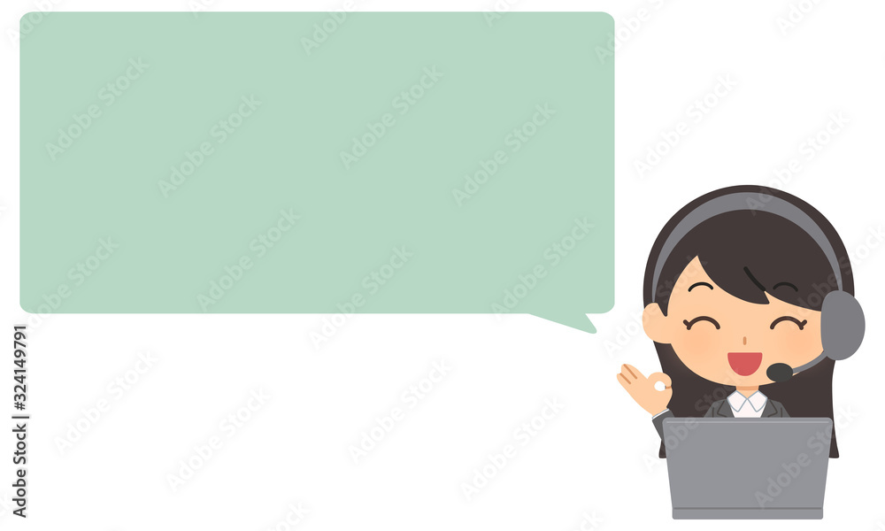 オペレーター女性とふきだし オペレーター女性とふきだし