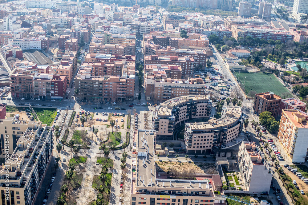 Vista aérea de la ciudad de Valencia donde se ven los edificios habituales de construcción de la capital española