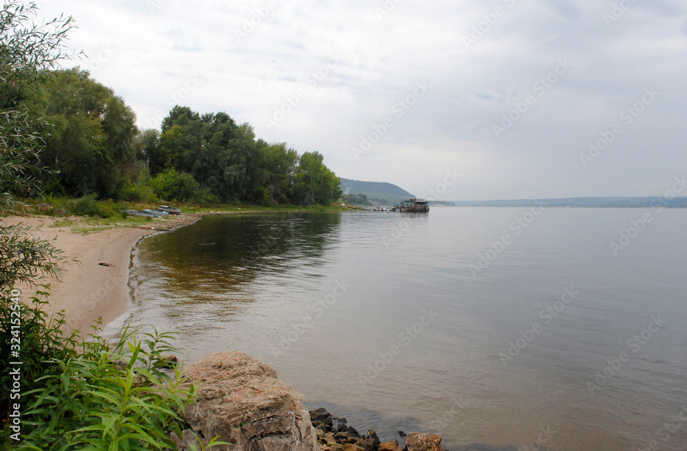 river bank on  cloudy day