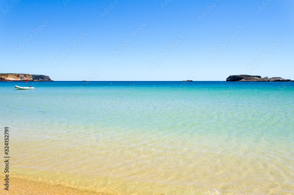 Martinhal de Sagres beach, in the Algarve, Portugal. Transparent water, turquoise