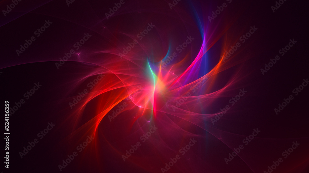 3D rendering abstract red fractal light background