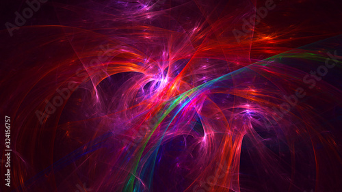 3D rendering abstract red fractal light background