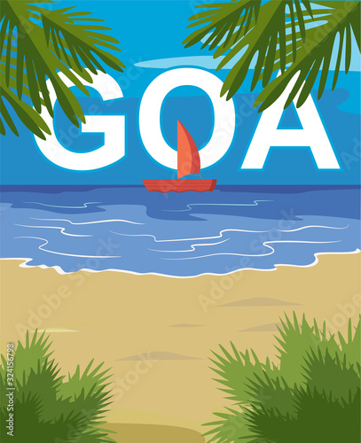 goa sea shore, beach vector design