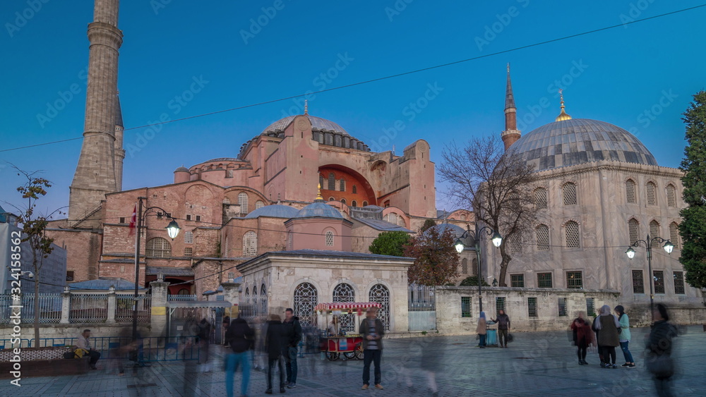 Hagia Sophia day to night timelapse hyperlapse , Istanbul, Turkey