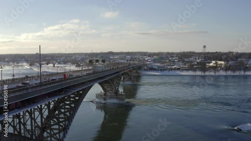 Wallpaper Mural The Peace Bridge in Buffalo, New York. This is one clip of many in this series - each of which shows a different angle of the bridge and slightly different contents (city / cars) in the frame. Torontodigital.ca