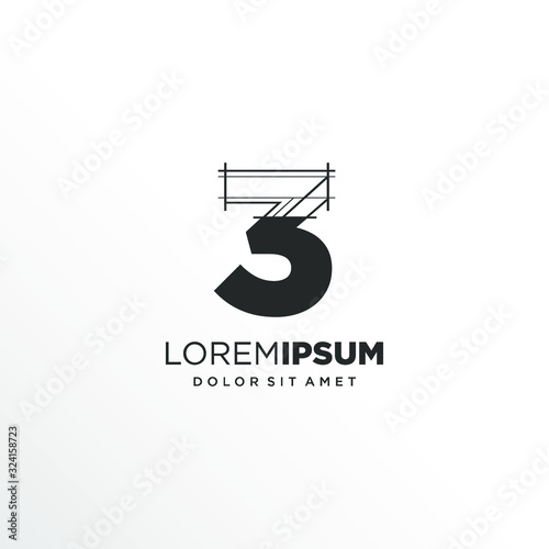 Number 3 Logo Design with Architecture Element