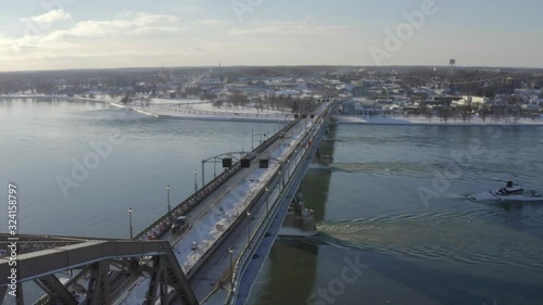 Wallpaper Mural The Peace Bridge in Buffalo, New York. This is one clip of many in this series - each of which shows a different angle of the bridge and slightly different contents (city / cars) in the frame. Torontodigital.ca