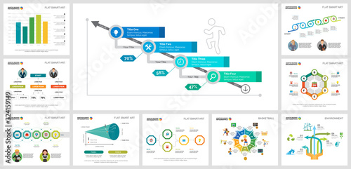 Colorful basketball and ecology concept infographic charts set. Business design elements for presentation slide templates. For corporate report, advertising, leaflet layout and poster design.