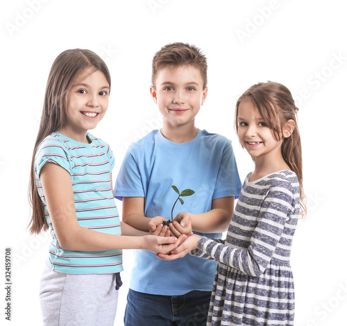 Little children with plant ...